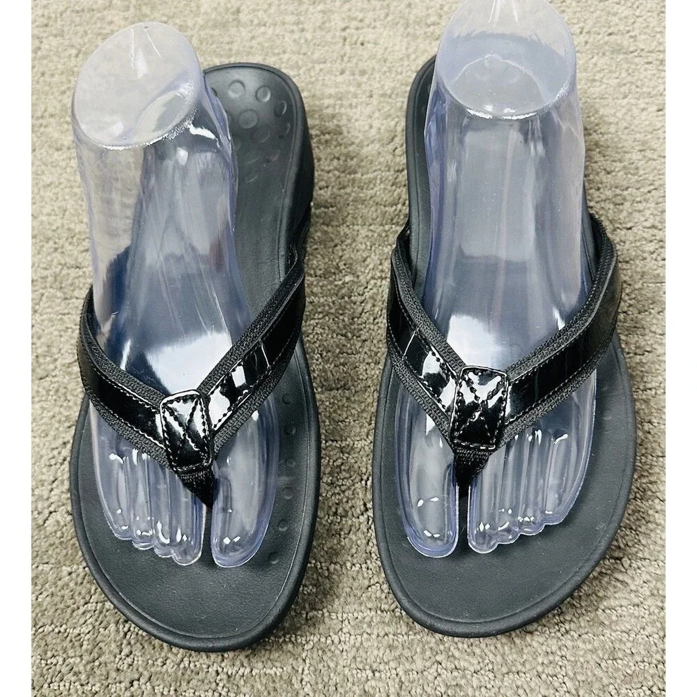 Vionic High Tide II Platform Sandals Women’s 11 Black Orthotic Support Flip Flop